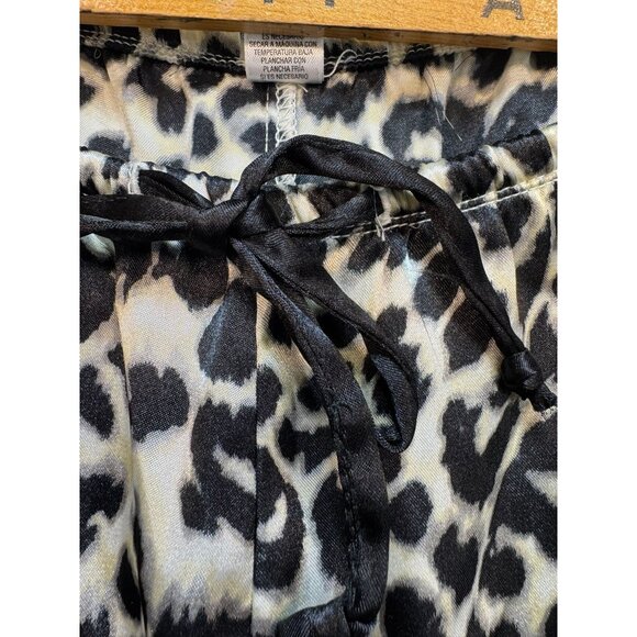 By Pink Womens Sleepwear Leopard Print Pajama Set Extra Large Black Tan - Picture 14 of 16